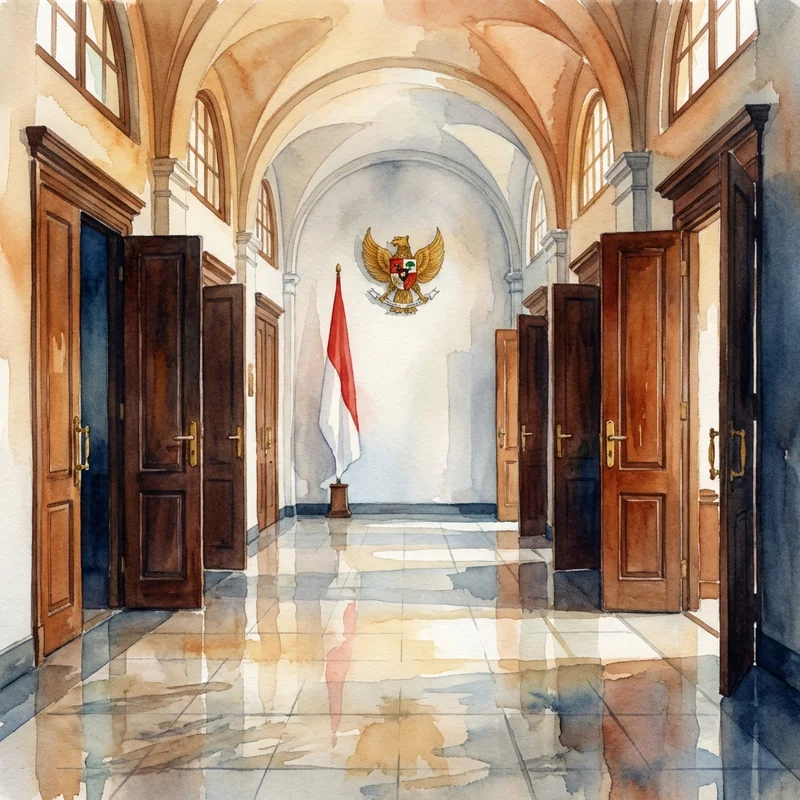 Indonesian courthouse corridor